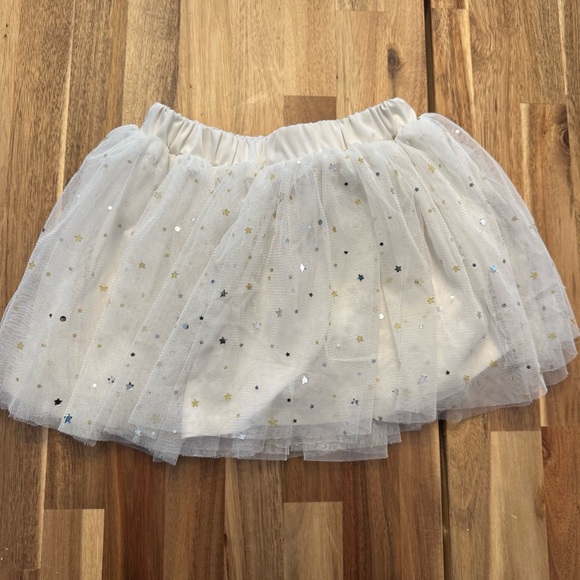 Rockets of Awesome Girls Cream Tulle Star Sequin Tutu Skirt Size 2/3 - Picture 4 of 5